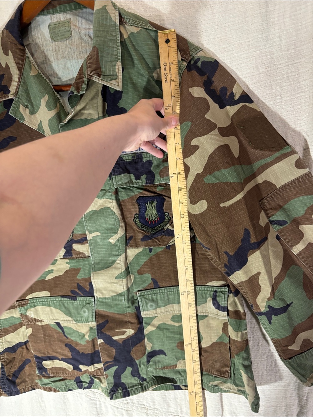Vintage USAF Woodland Camo BDU Field Jacket Large Regular Combat Coat - Picture 8 of 11